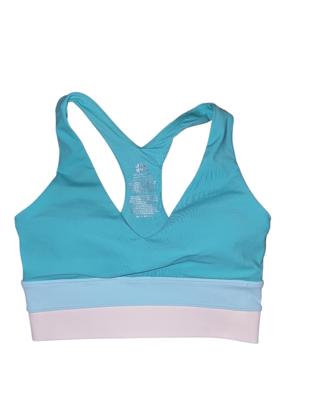 Women's JoyLab Racerback Sport Bra in Aqua with Contrast Bands, NWT, Multiples